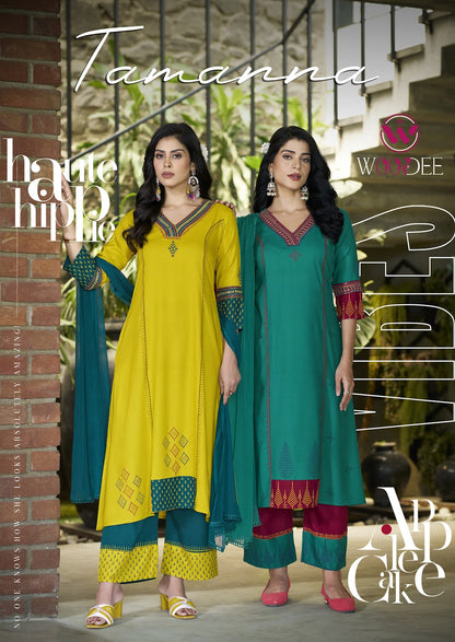 Tamanna Woodee Premium Rayon Readymade Pant Style Suits Wholesale Price