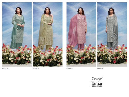 Tamar S2686 Ganga Premium Cotton Plazzo Style Suits Wholesale Price