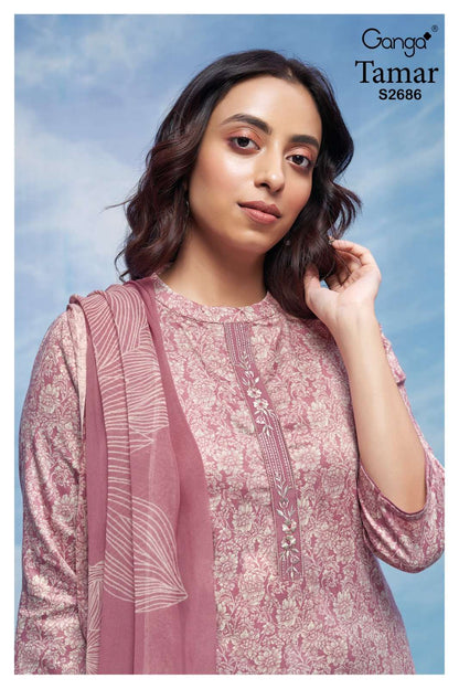 Tamar S2686 Ganga Premium Cotton Plazzo Style Suits Wholesale Price