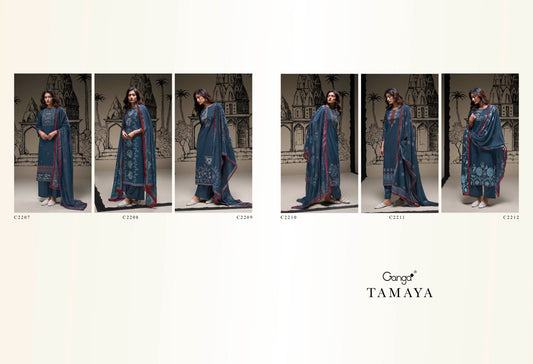 Tamaya Ganga Silk Satin Plazzo Style Suits Supplier Gujarat