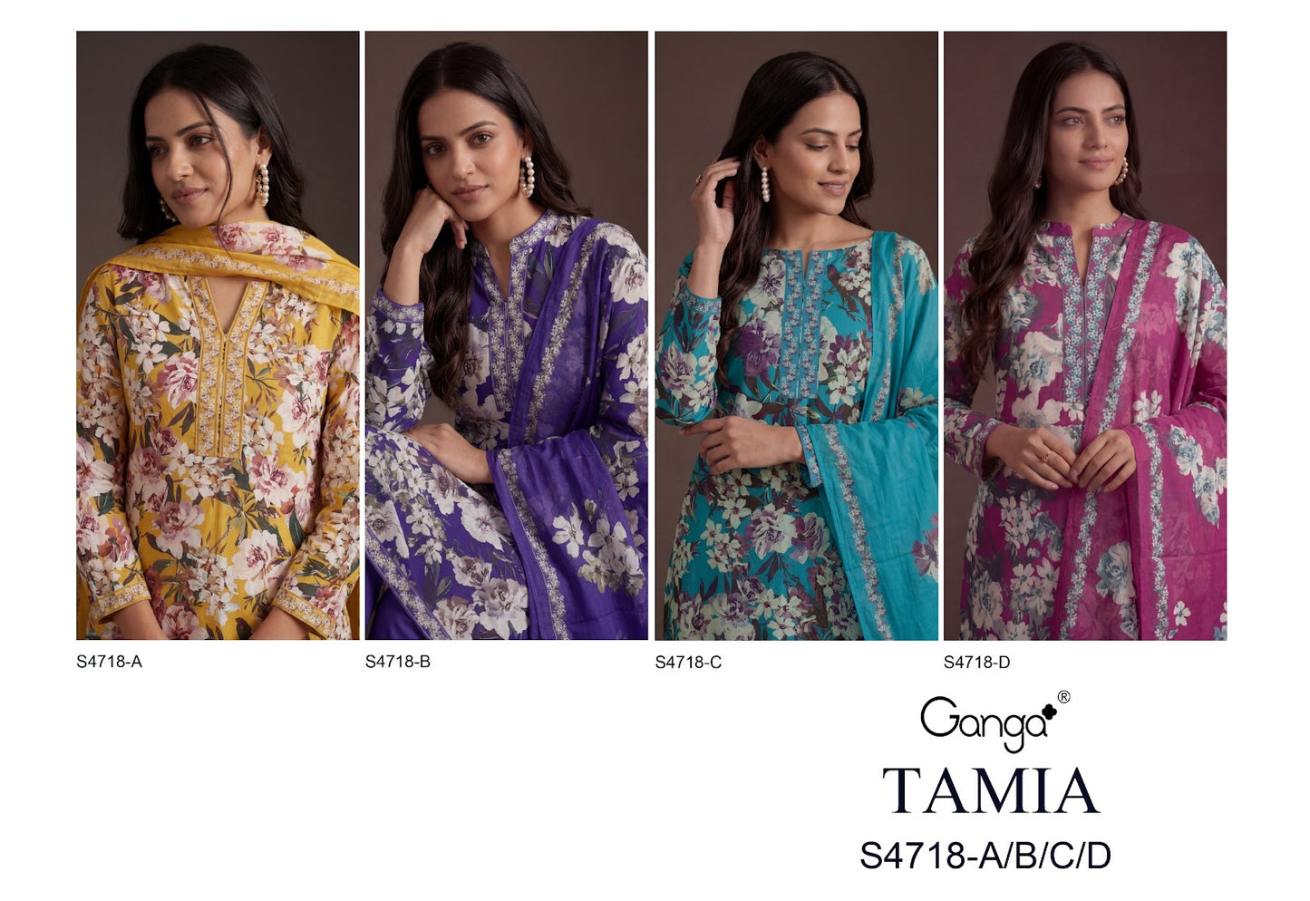 Tamia 4718 Ganga Premium Cotton Pant Style Suits Supplier India