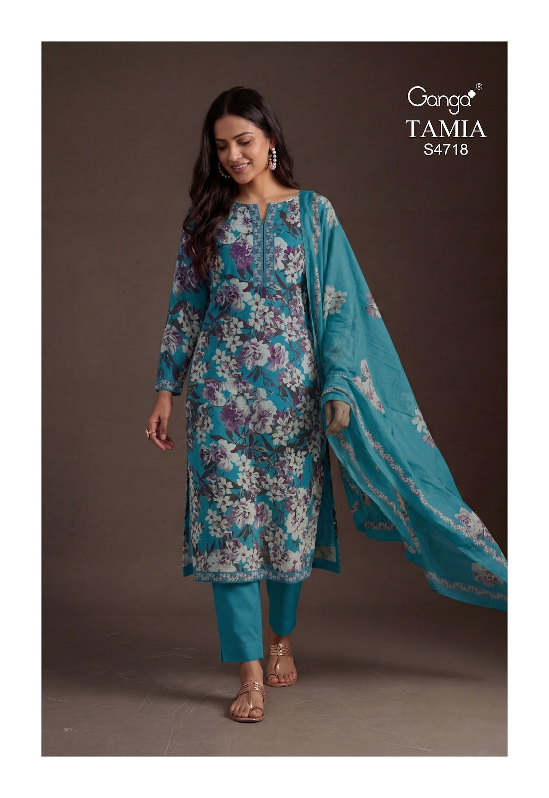 Tamia 4718 Ganga Premium Cotton Pant Style Suits Supplier India