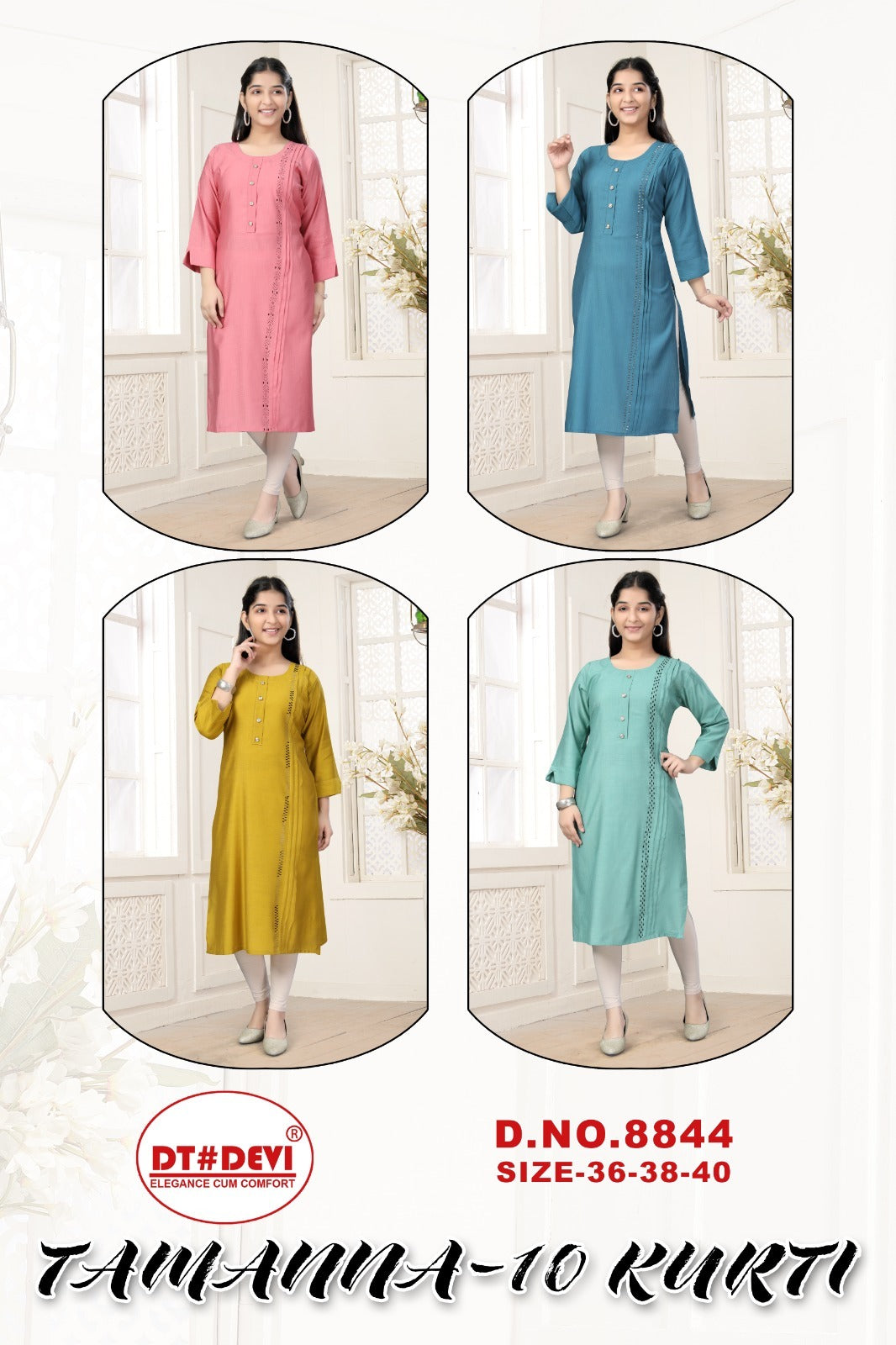Tammana 10-8844 Dt Devi Silk Girls Kurti Supplier
