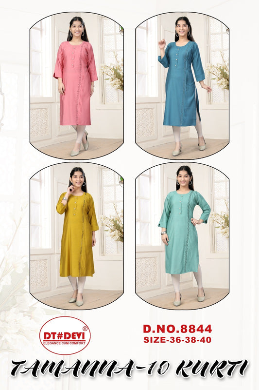 Tammana 10-8844 Dt Devi Silk Girls Kurti Supplier