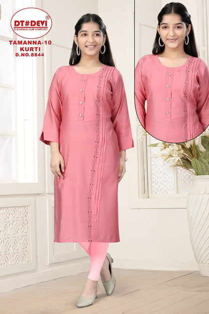 Tammana 10-8844 Dt Devi Silk Girls Kurti Supplier