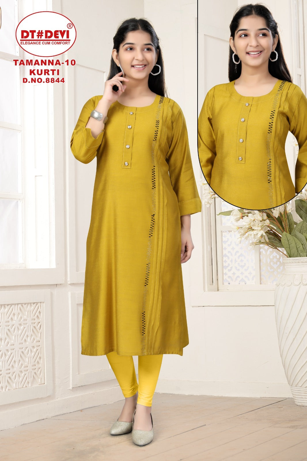 Tammana 10-8844 Dt Devi Silk Girls Kurti Supplier