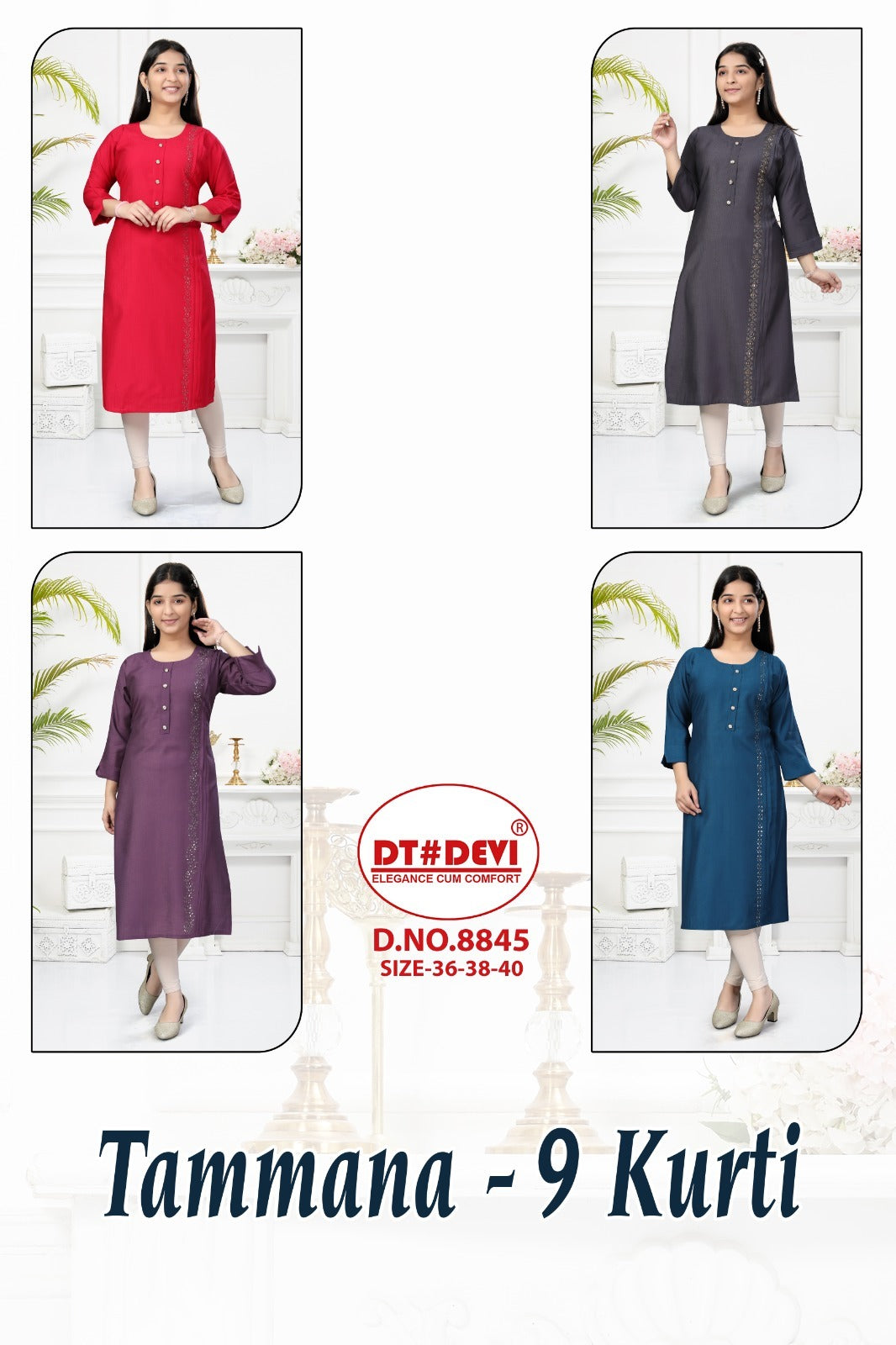 Tammana 9-8845 Dt Devi Silk Girls Kurti Exporter