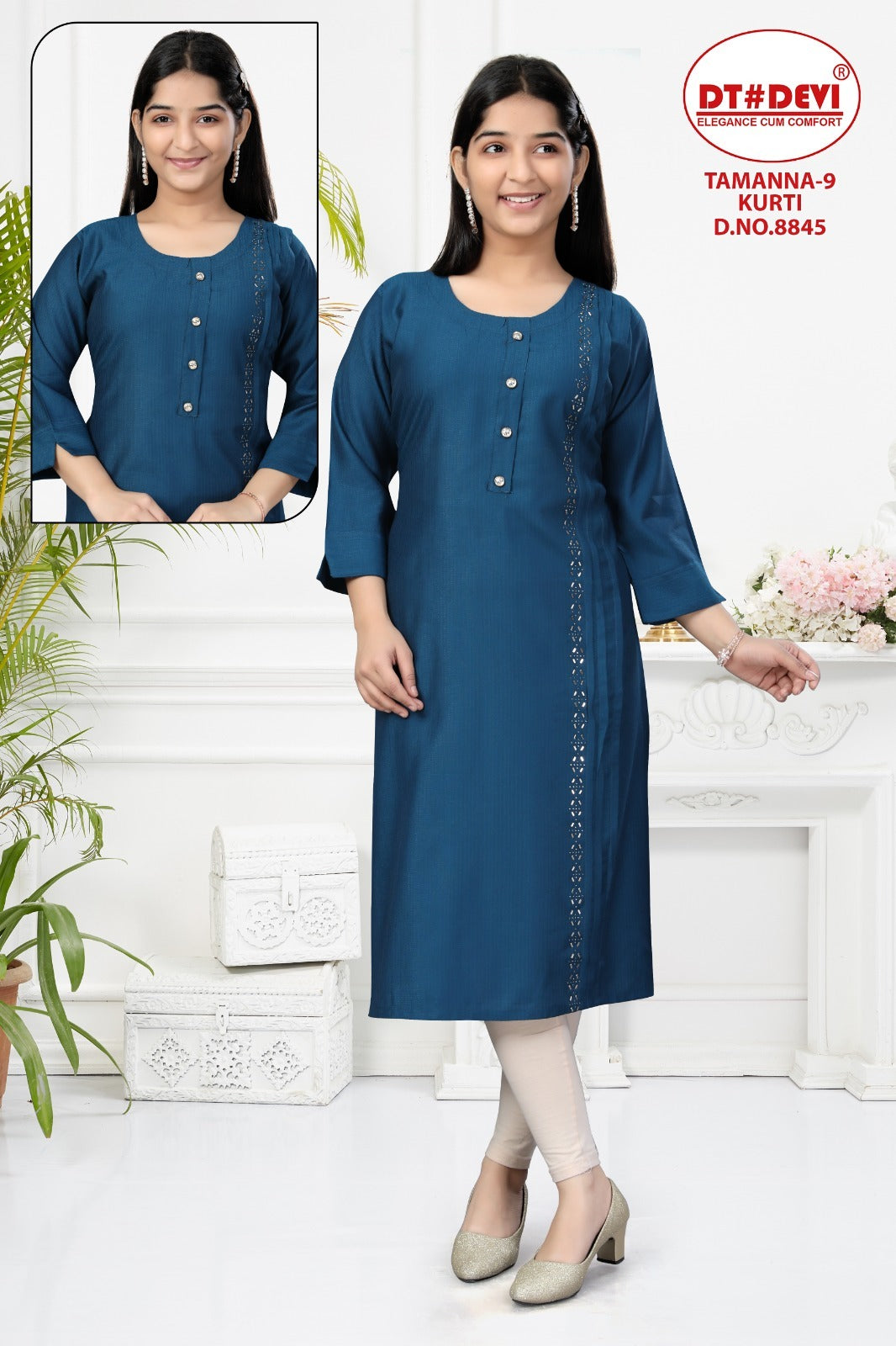 Tammana 9-8845 Dt Devi Silk Girls Kurti Exporter