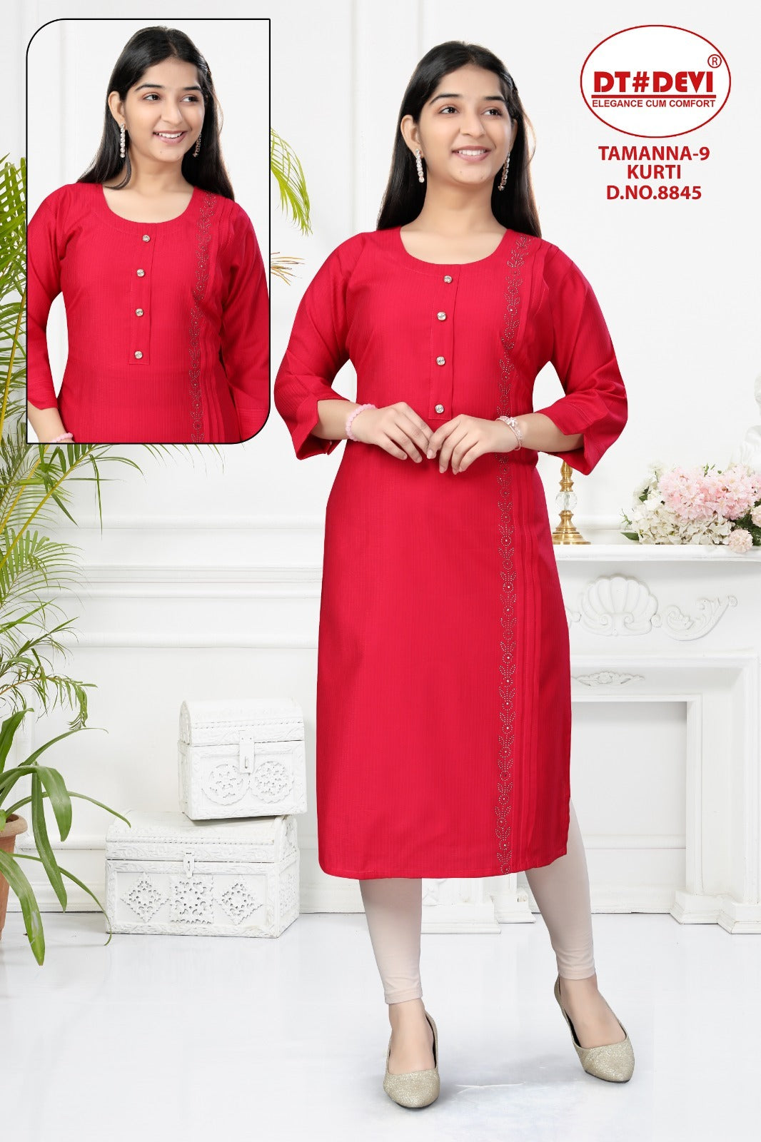 Tammana 9-8845 Dt Devi Silk Girls Kurti Exporter