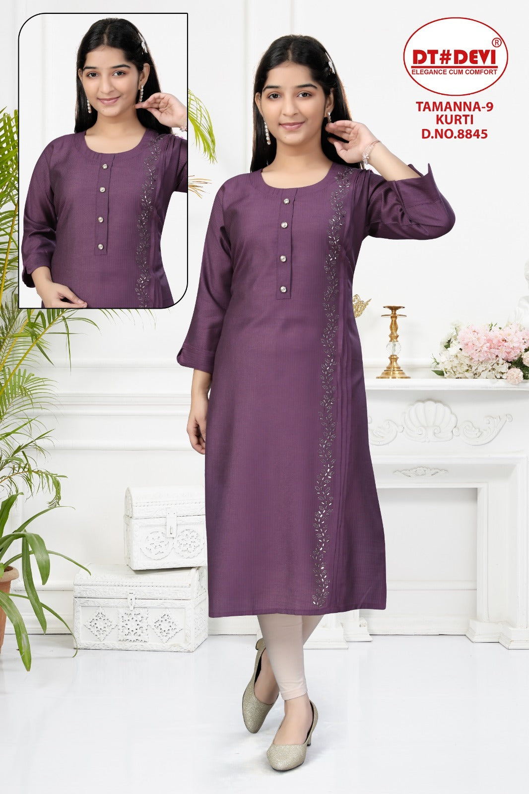 Tammana 9-8845 Dt Devi Silk Girls Kurti Exporter