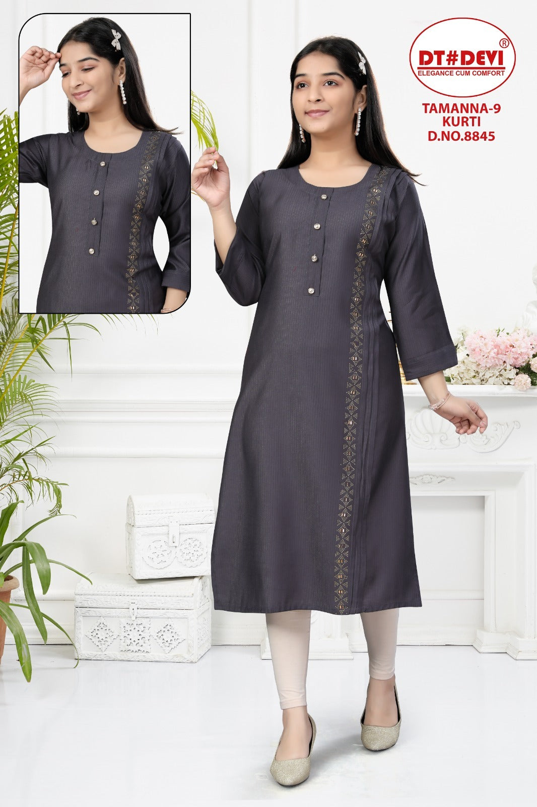 Tammana 9-8845 Dt Devi Silk Girls Kurti Exporter