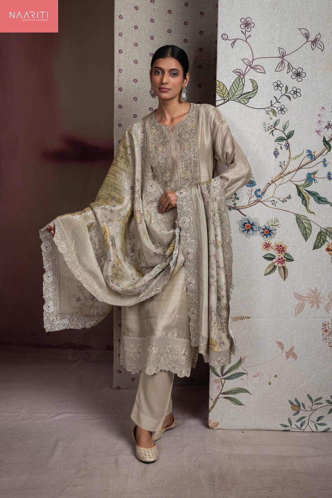 Tamsin Naariti Tussar Silk Pant Style Suits Manufacturer