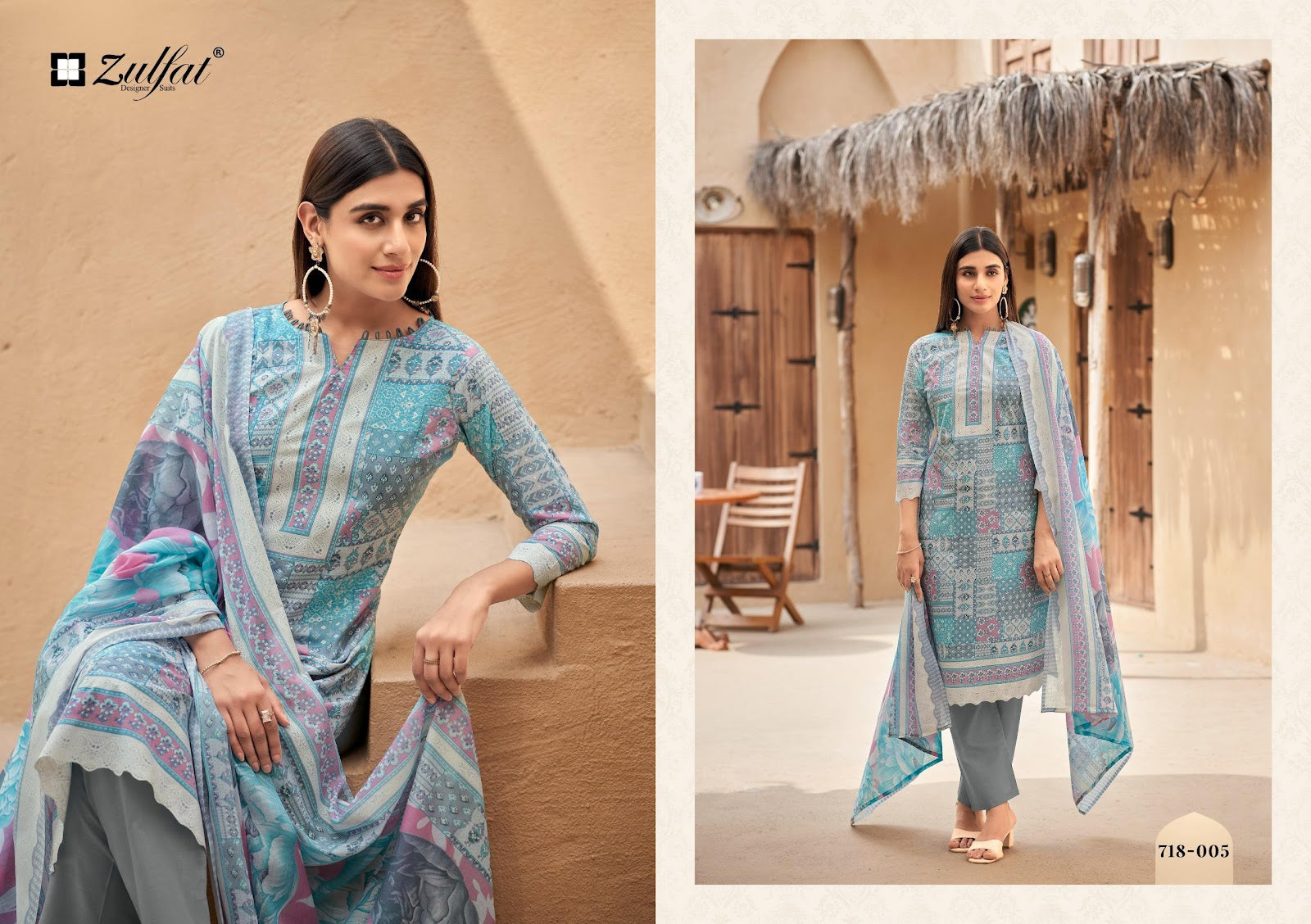 Tanaira Zulfat Designer Cotton Karachi Salwar Suits Wholesale