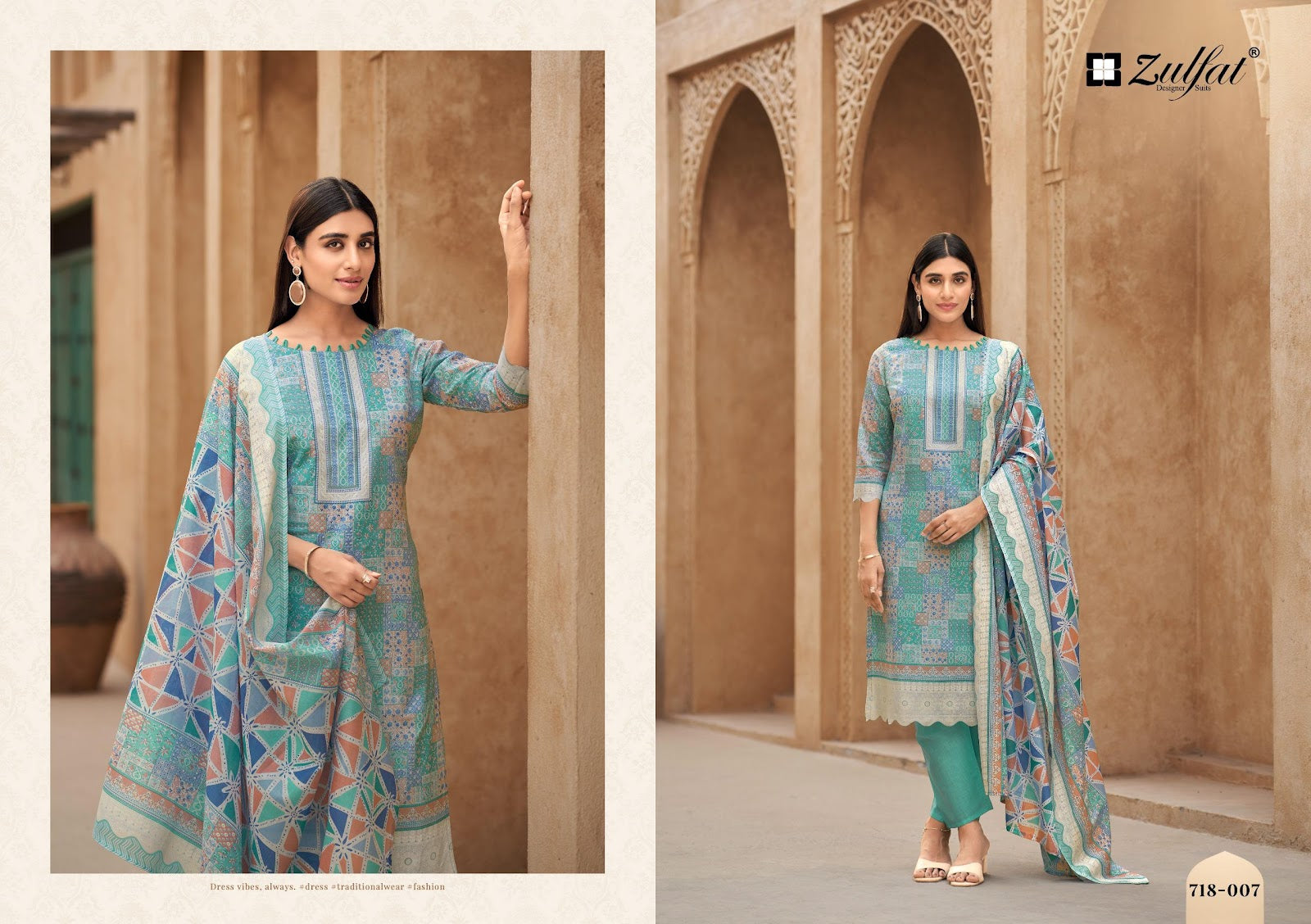 Tanaira Zulfat Designer Cotton Karachi Salwar Suits Wholesale