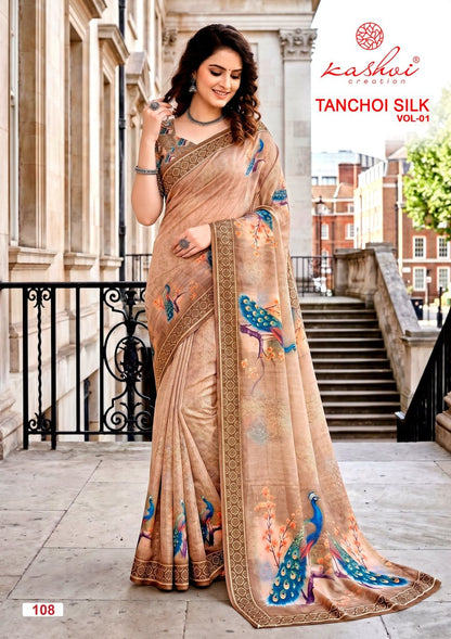 Tanchoi Silk Vol 1 Kashvi Creation Dull Moss Sarees Wholesale