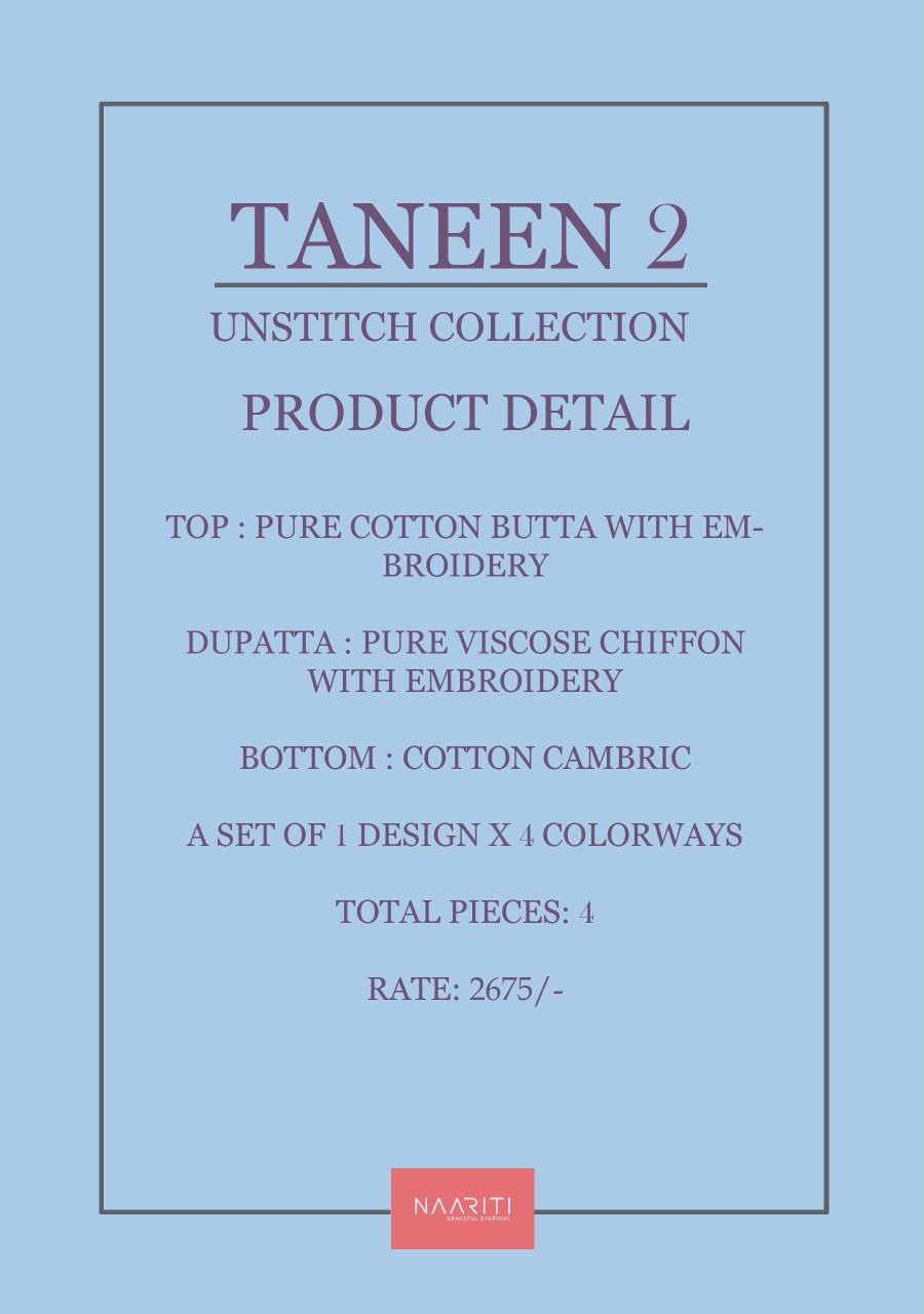 Taneen 2 Naariti Cotton Pant Style Suits Wholesale Rate