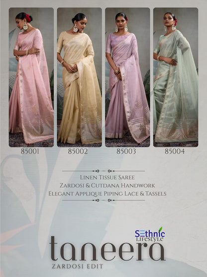 Taneera 85001-85004 Sethnic Linen Sarees Wholesale Price