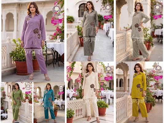 Tanha Anjish Coral Silk Co Ord Set Exporter