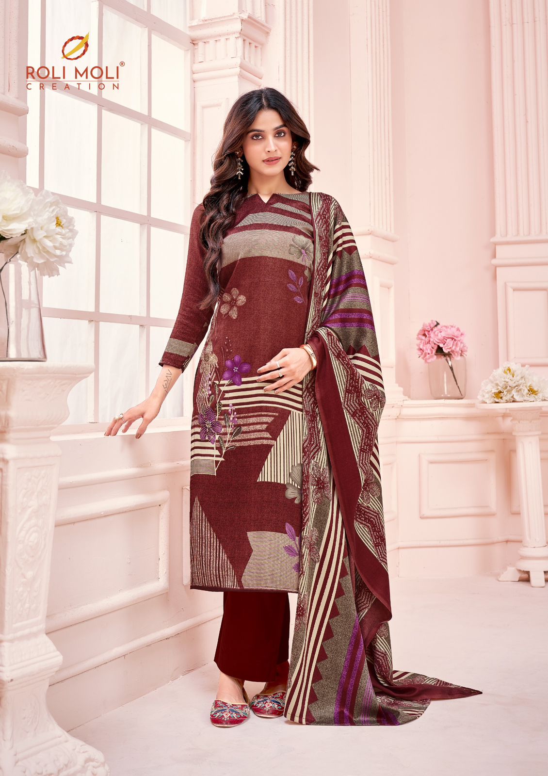 Tania Roli Moli Karachi Pashmina Salwar Suits Exporter Ahmedabad