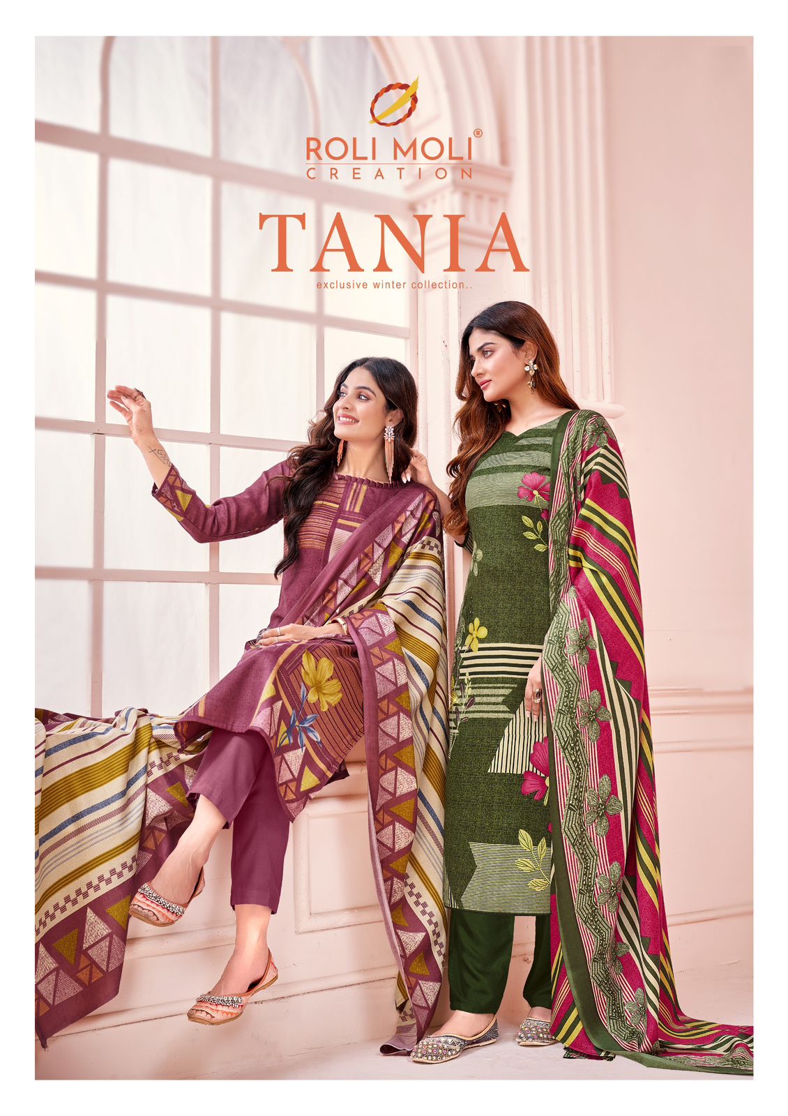 Tania Roli Moli Karachi Pashmina Salwar Suits Exporter Ahmedabad