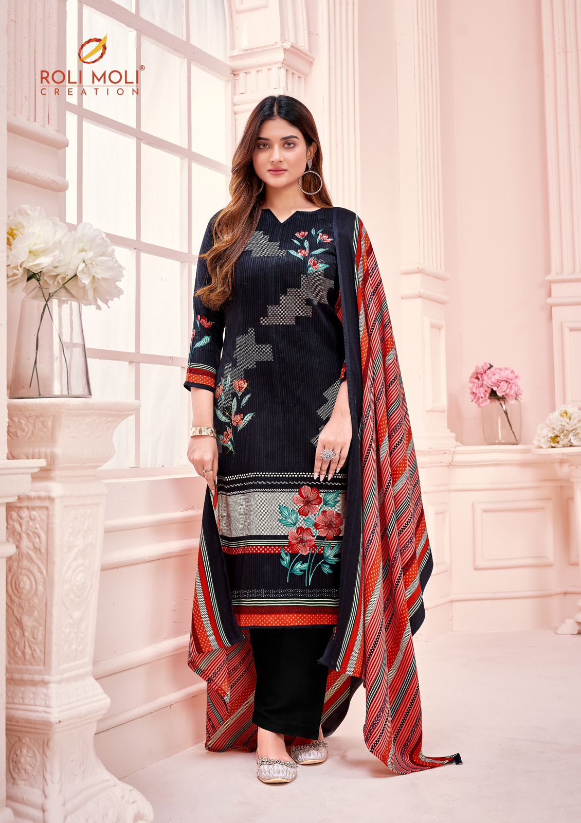 Tania Roli Moli Karachi Pashmina Salwar Suits Exporter Ahmedabad