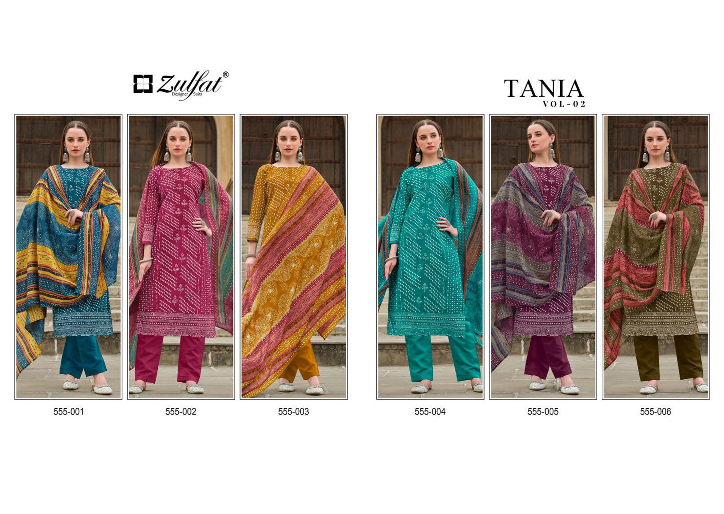Tania Vol 2 Zulfat Designer Pure Cotton Pant Style Suits Exporter