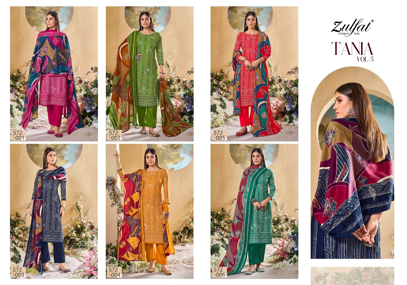 Tania Vol 5 Zulfat Designer Cotton Pant Style Suits Manufacturer India