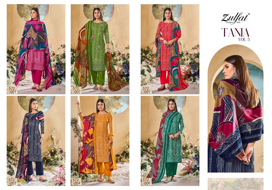 Tania Vol 5 Zulfat Designer Cotton Pant Style Suits Manufacturer India