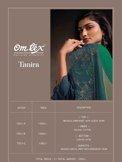 Tanira Omtex Organza Plazzo Style Suits Wholesaler Gujarat