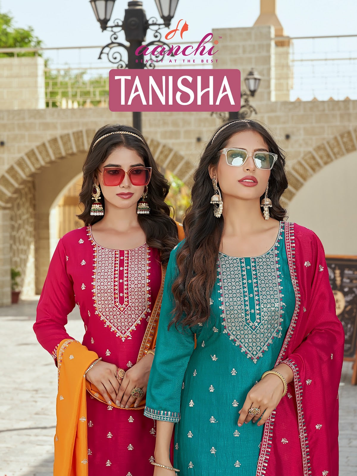 Tanisha Aanchi Vichitra Silk Readymade Pant Style Suits Wholesale Price