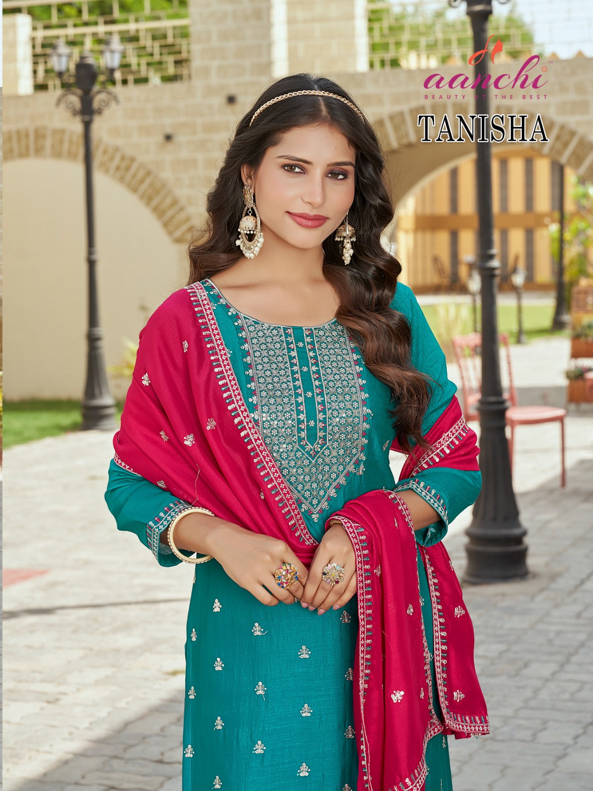 Tanisha Aanchi Vichitra Silk Readymade Pant Style Suits Wholesale Price