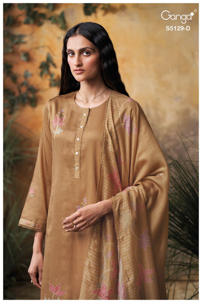 Tanisha S5129 Ganga Cotton Satin Pant Style Suits Wholesaler Ahmedabad