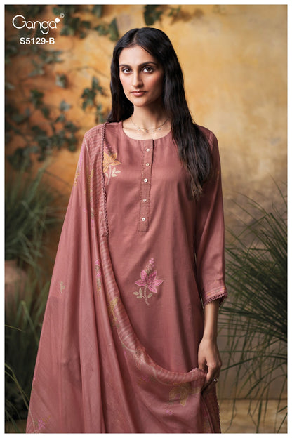 Tanisha S5129 Ganga Cotton Satin Pant Style Suits Wholesaler Ahmedabad