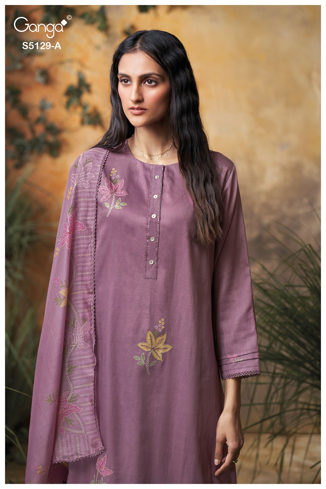 Tanisha S5129 Ganga Cotton Satin Pant Style Suits Wholesaler Ahmedabad