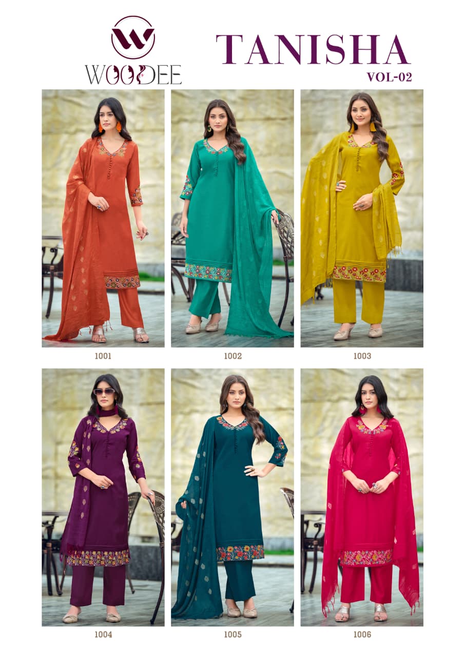 Tanisha Vol 2 Woodee Gadwal Readymade Pant Style Suits Exporter