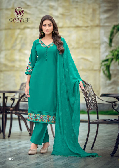 Tanisha Vol 2 Woodee Gadwal Readymade Pant Style Suits Exporter