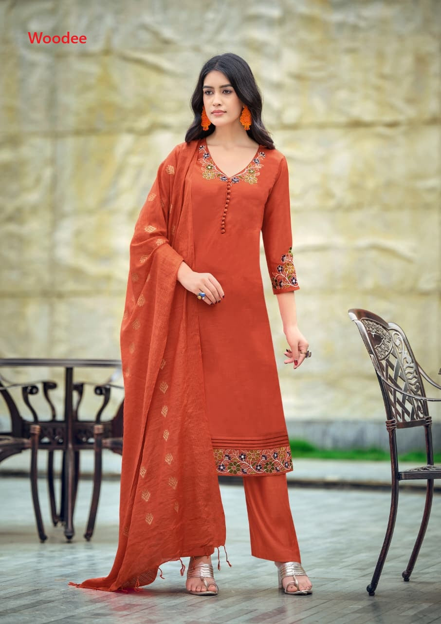 Tanisha Vol 2 Woodee Gadwal Readymade Pant Style Suits Exporter