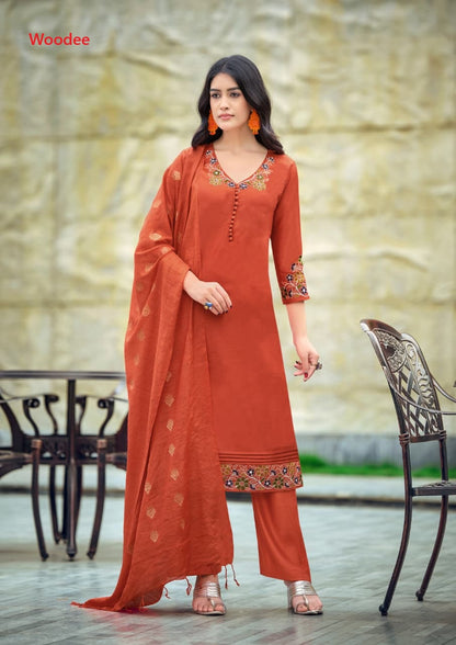 Tanisha Vol 2 Woodee Gadwal Readymade Pant Style Suits Exporter