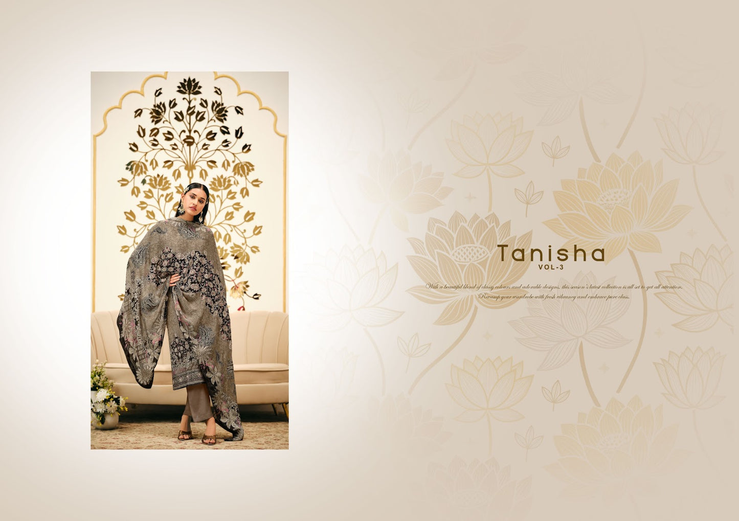 Tanisha Vol 3 Vivek Tissue Silk Pant Style Suits Wholesale