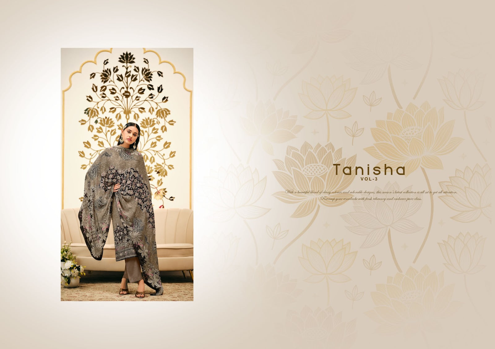 Tanisha Vol 3 Vivek Tissue Silk Pant Style Suits Wholesale