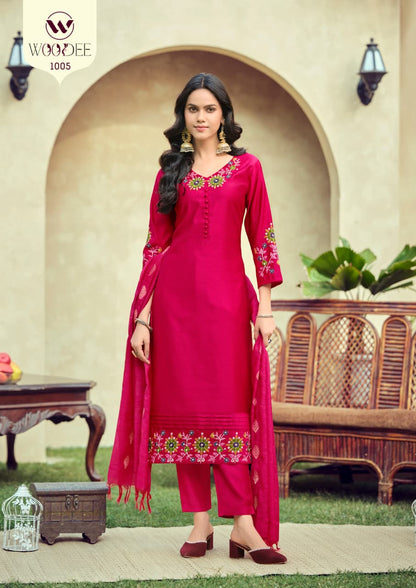 Tanisha Woodee Viscose Readymade Pant Style Suits Manufacturer