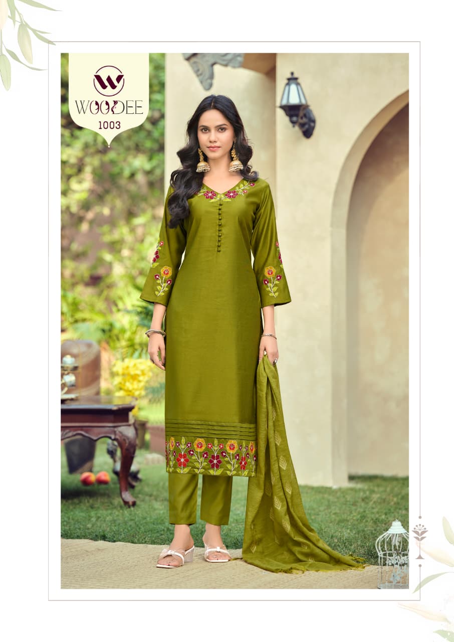 Tanisha Woodee Viscose Readymade Pant Style Suits Manufacturer