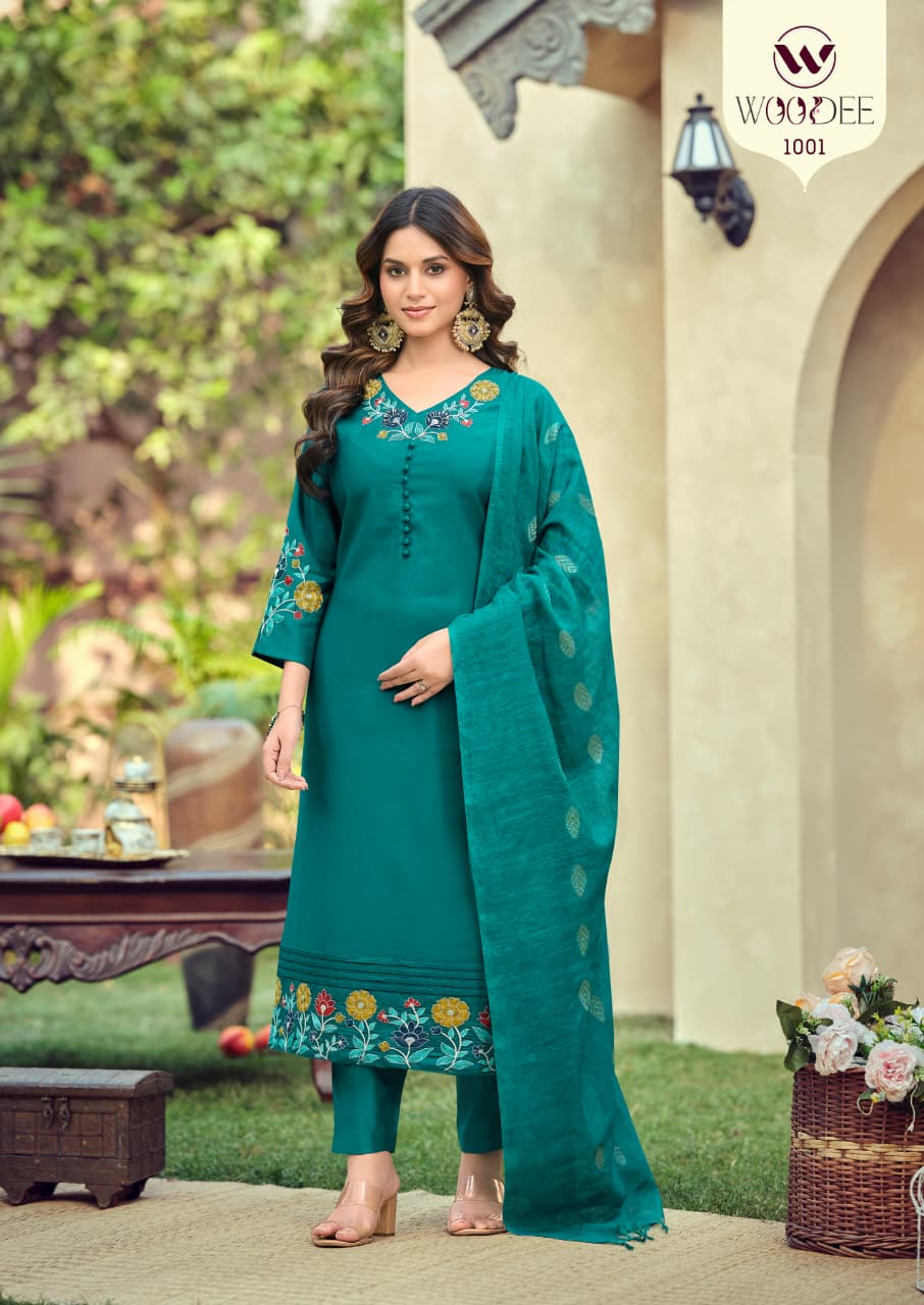 Tanisha Woodee Viscose Readymade Pant Style Suits Manufacturer