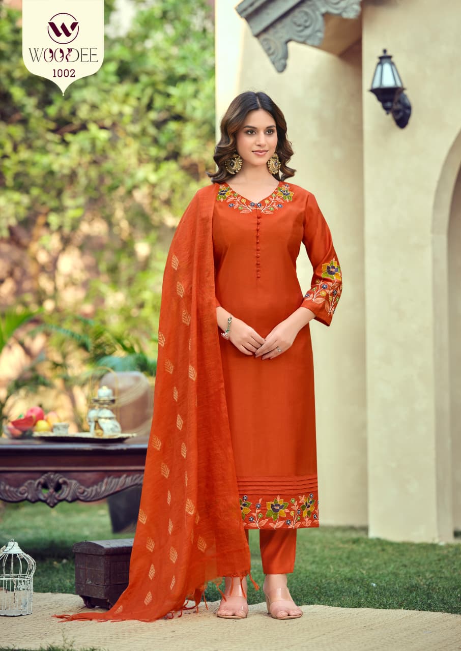 Tanisha Woodee Viscose Readymade Pant Style Suits Manufacturer