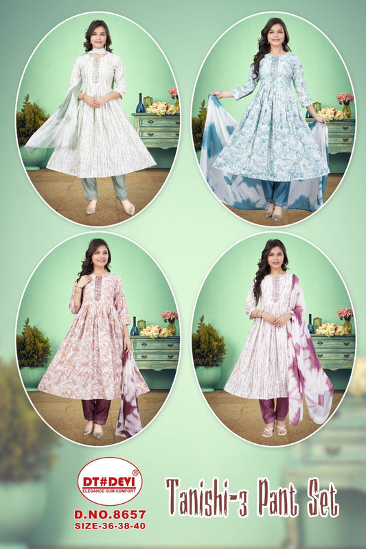 Tanishi-3 8657 Dt Devi Vetican Readymade Anarkali Suits Wholesaler India