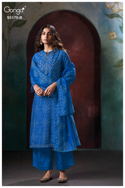 Tanishi S5170 Ganga Russian Silk Plazzo Style Suits Manufacturer