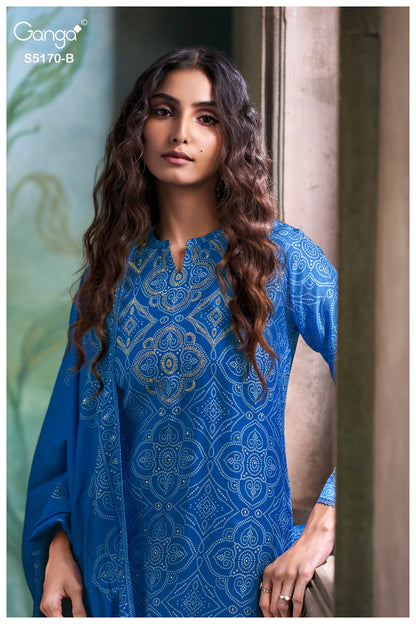 Tanishi S5170 Ganga Russian Silk Plazzo Style Suits Manufacturer
