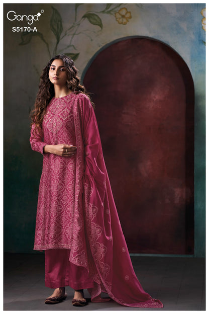 Tanishi S5170 Ganga Russian Silk Plazzo Style Suits Manufacturer