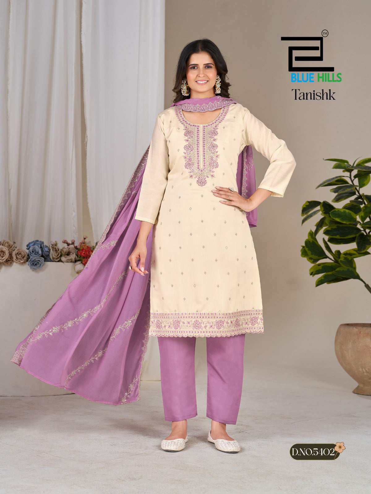 Tanishk Blue Hills Roman Silk Readymade Pant Style Suits Supplier Gujarat