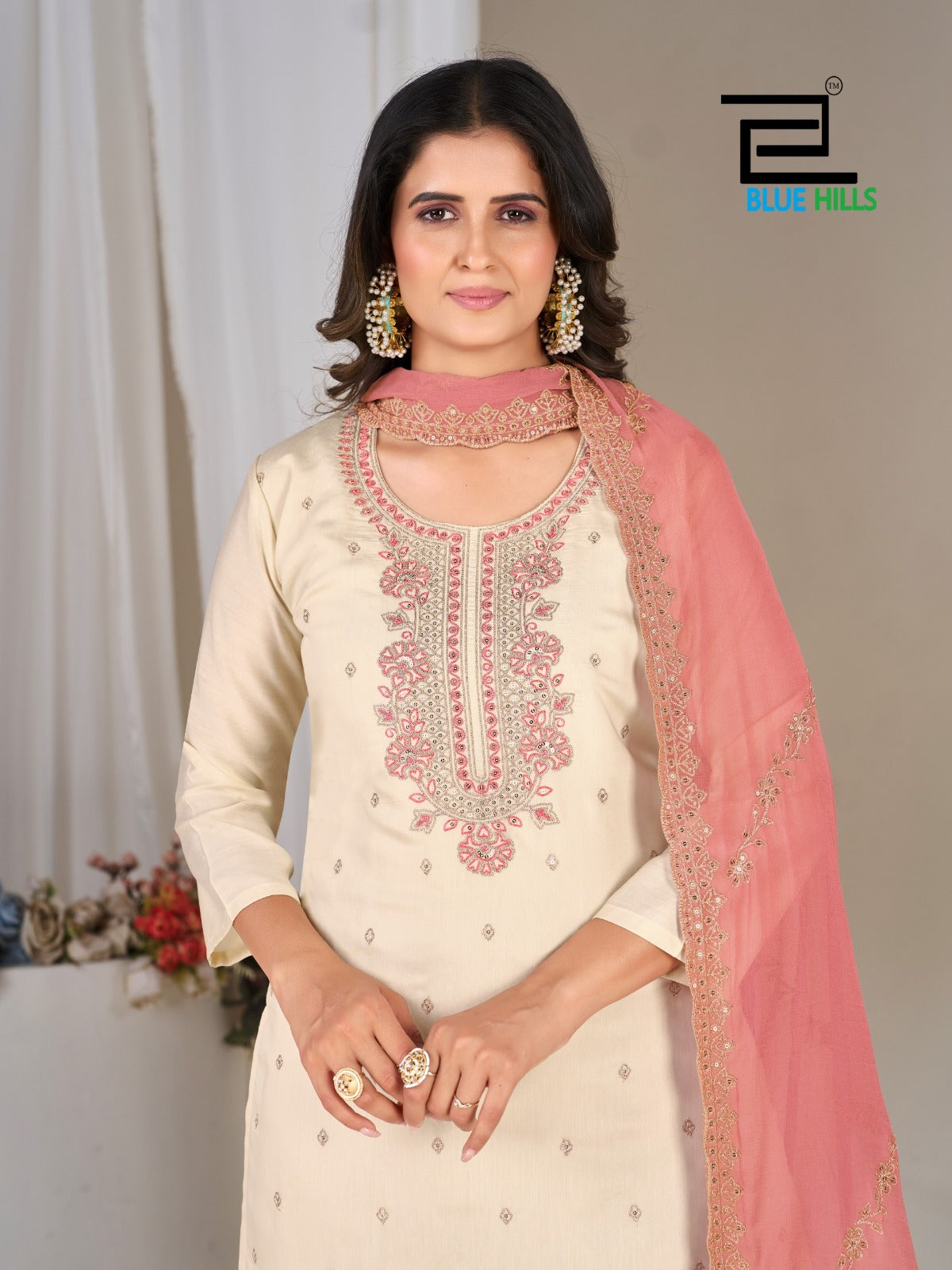 Tanishk Blue Hills Roman Silk Readymade Pant Style Suits Supplier Gujarat